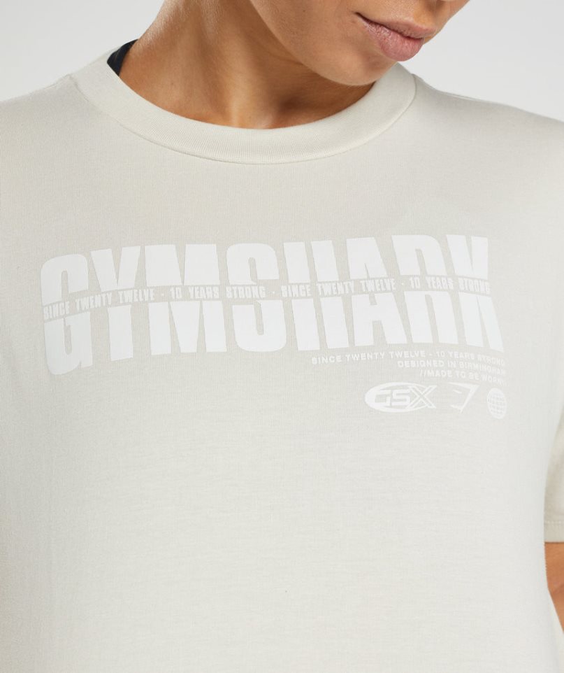 Przycięte Topy Gymshark GS10 Year Midi Damskie Kremowe | PL 493QZR